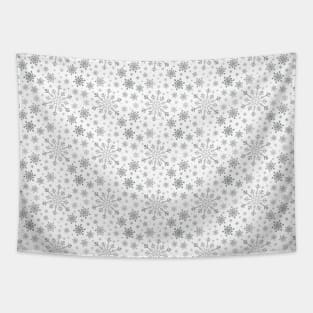 Pretty White & Silver Gray Winter Snowflake Pattern Tapestry