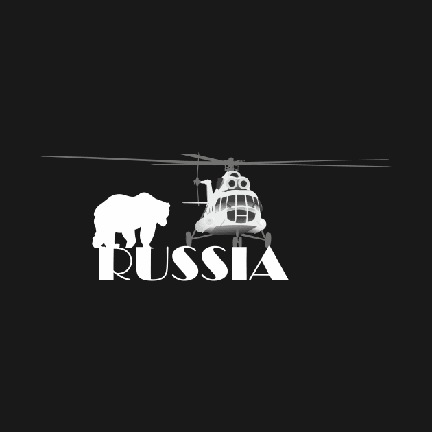 Helicopter Mi-8 and Polar Bear in Russia by NorseTech