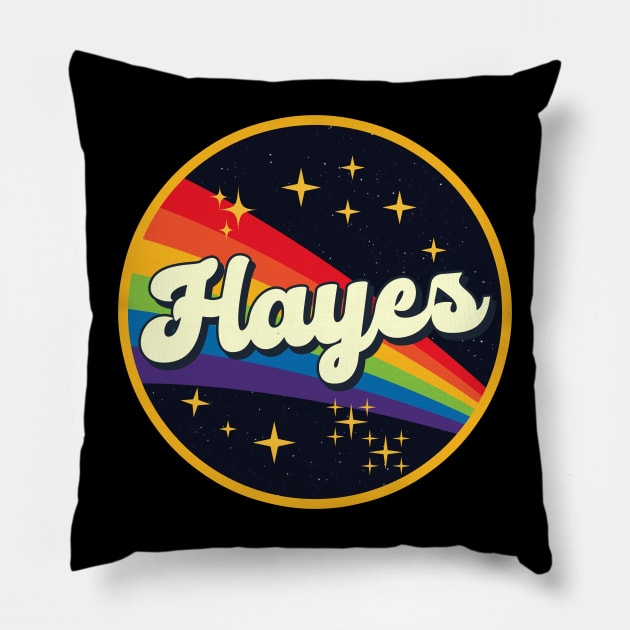 Hayes // Rainbow In Space Vintage Style Pillow by LMW Art