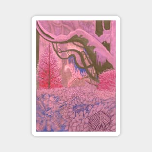 Forest Jungle Pink Spring Magnet