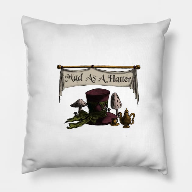 Mad as a Hatter Pillow by oddfiction