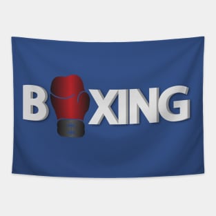 Boxing ready to box typography design Tapestry