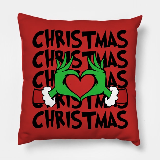 Grinch loves Christmas Pillow by GloriousWax