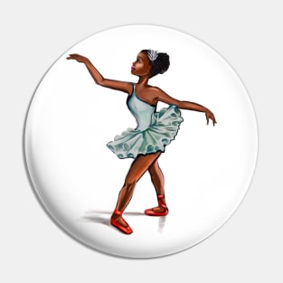 Ballerina in blue green dress and in red shoes - ballerina doing pirouette in red tutu and red shoes  - brown skin ballerina Pin