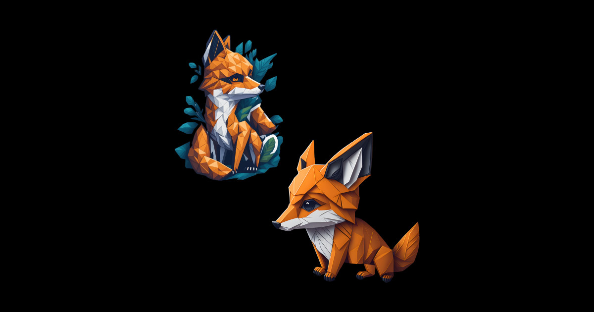 Tangram Fox Stickers Pack - Origami Fox - Sticker | TeePublic