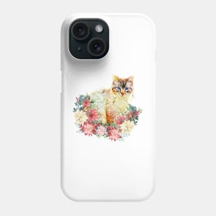 Cat between flowers, Christmas gifts Phone Case