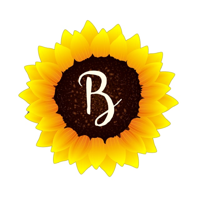 Floral Monogram B Bright Yellow Sunflower by floralmonogram