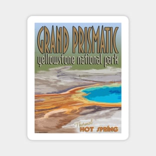 Grand Prismatic Hot Springs in Yellowstone retro poster Magnet