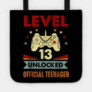 Official Teenager 13th Birthday T-Shirt Level 13 Unlocked Tote