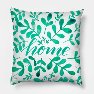 Watercolor home foliage - green Pillow