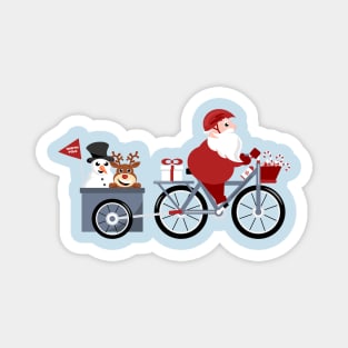 Christmas cycling tour cartoon drawing Magnet