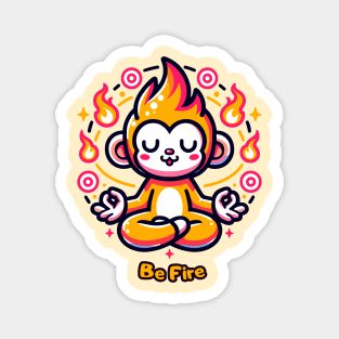 Elemental Meditating Monkey Be Fire T-Shirt Magnet