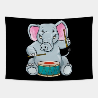 Elephant as musician with drum Tapestry