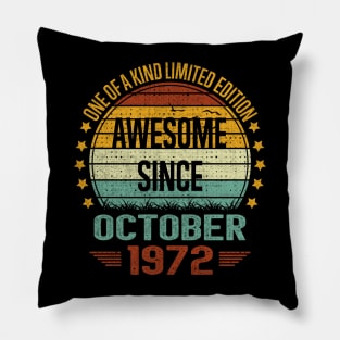 50 Years Old Gifts Awesome Since October 1972 50th Birthday Pillow