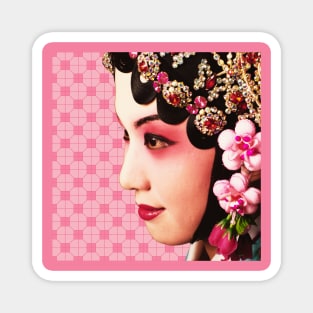 Chinese Opera Star with Baby Pink Tile Floor Pattern- Hong Kong Retro Magnet