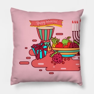 pink happy kwanzaa Pillow