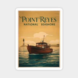 Point Reyes National Seashore Retro Boat Magnet