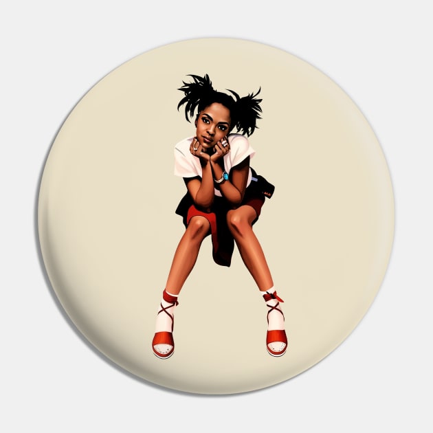 Lauryn Hill Vintage Halftone Pop Art Pin by Mr.FansArt