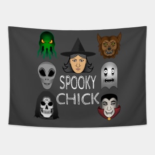 Spooky Chick on Dark Back Tapestry