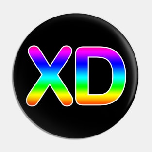 'XD' Design in Rainbow Gradient Pin