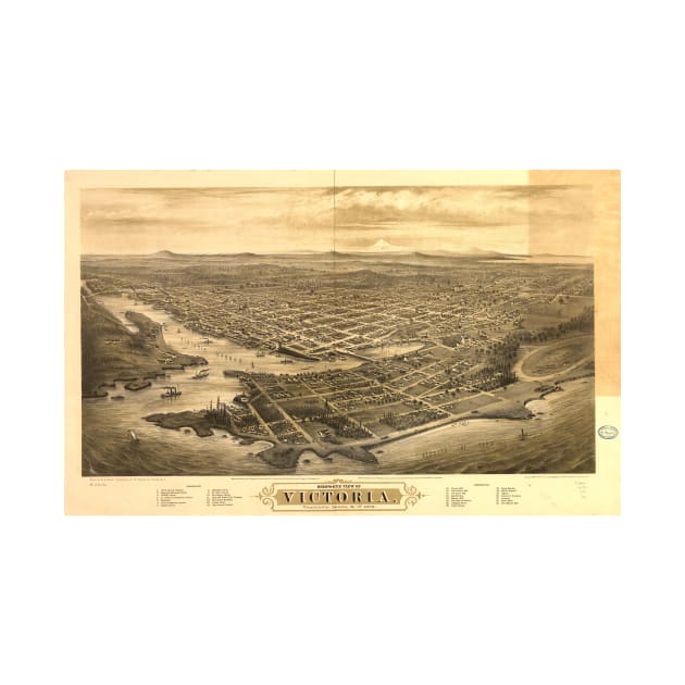 Vintage Pictorial Map of Victoria Vancouver (1878) by Bravuramedia