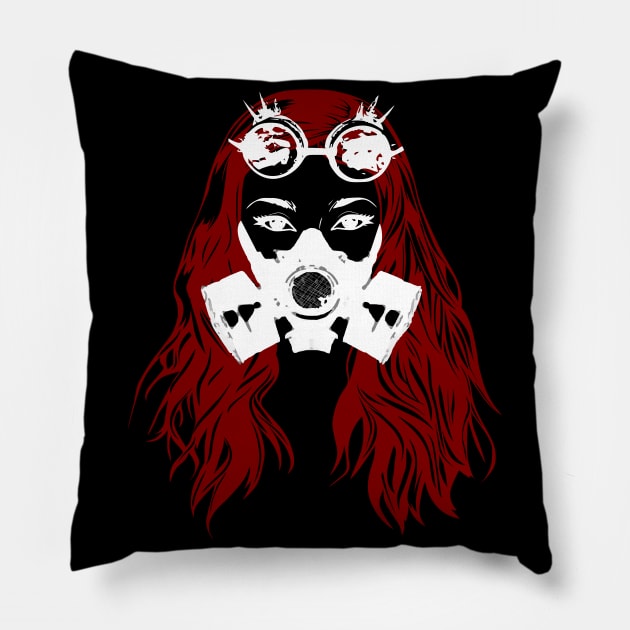 Steampunk gas mask woman Pillow by MysticMoonVibes