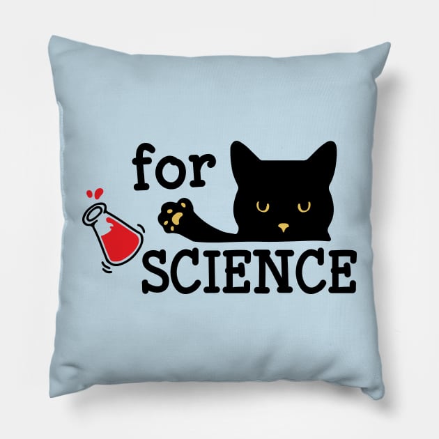 Funny Cat Knocking Things Over For Science Pillow by Huhnerdieb Apparel