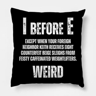 I Before E Funny English Grammar teacher students humor Joke Pillow