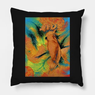 TROPICAL PARROT COCKATOO JUNGLE PALM EXOTIC POSTER PRINT VINTAGE Pillow