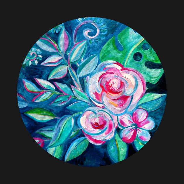 Tropical Camellia Extravaganza - oil on canvas by micklyn