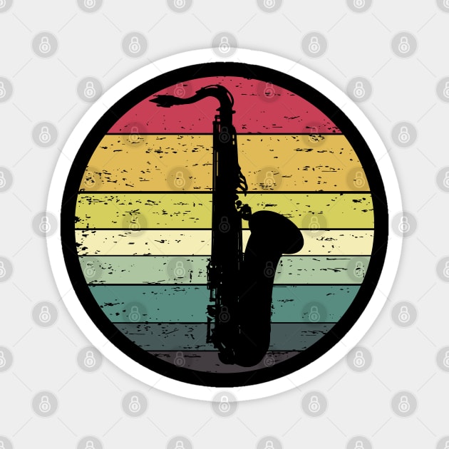 Retro Sunset Saxophone Distressed Retro Rainbow Colors Magnet by ebayson74@gmail.com