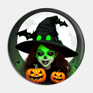 Scary Witch Halloween Pin