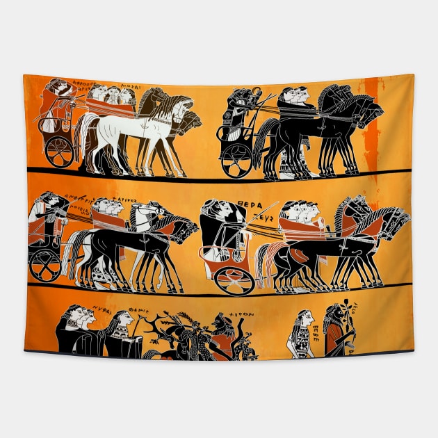 Greek gods gods procession Tapestry by Mosaicblues