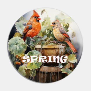 Spring Red Cardinals Pin