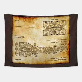 Rebel Blockade-Runner Parchment Blueprint Tapestry