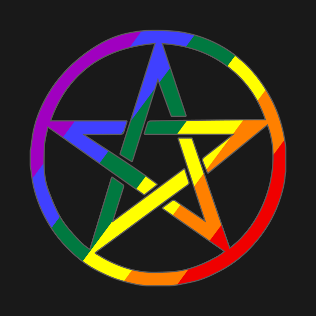 Rainbow Pentacle Wiccan Symbol by AmandaPandaBrand