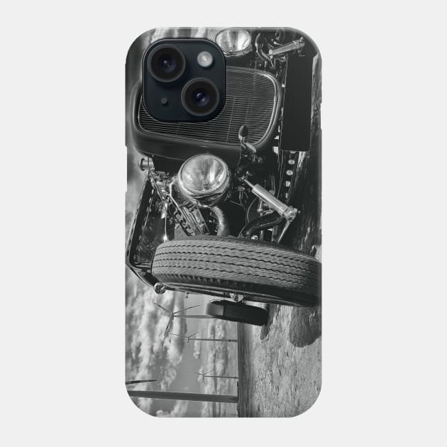 1931 Ford Model A, Hot Rod - black white Phone Case by hottehue