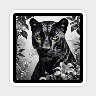 Black leopard panther art Magnet