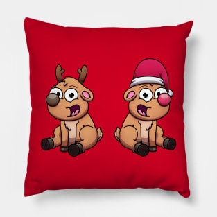 Cute Baby Christmas Reindeers Pillow