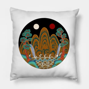 Minhwa: Sun, Moon and 5 Peaks: King's painting C_2 Type (Korean traditional/folk art) Pillow