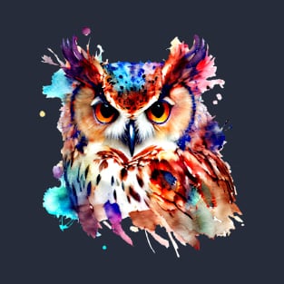 Owl Colourful Art | Watercolor Painting of the Owl T-Shirt