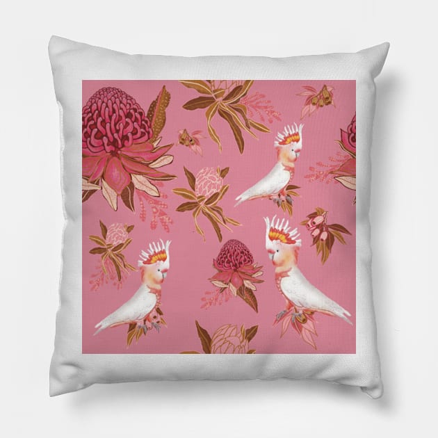 Australian native flowers and birds Pillow by traceyart