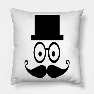 funny face with rectangle shaped hat Pillow