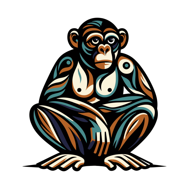 Pop art monkey illustration. cubism illustration of monkey by gblackid