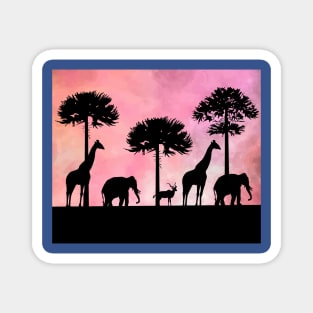 Retro Vintage Sunset Africa At Night Magnet