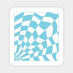 Geometric light blue checkered spider web design Magnet