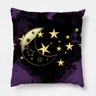 Crescent Moon and Stars Pillow