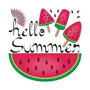 Hello Summer With Watermelon Popsicles T-Shirt