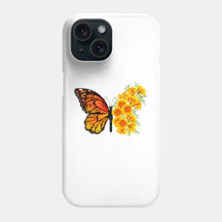 Flower Butterfly with Yellow California Poppy Phone Case