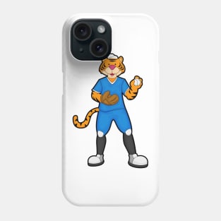 Tiger at Baseball with Baseball glove & Cap Phone Case